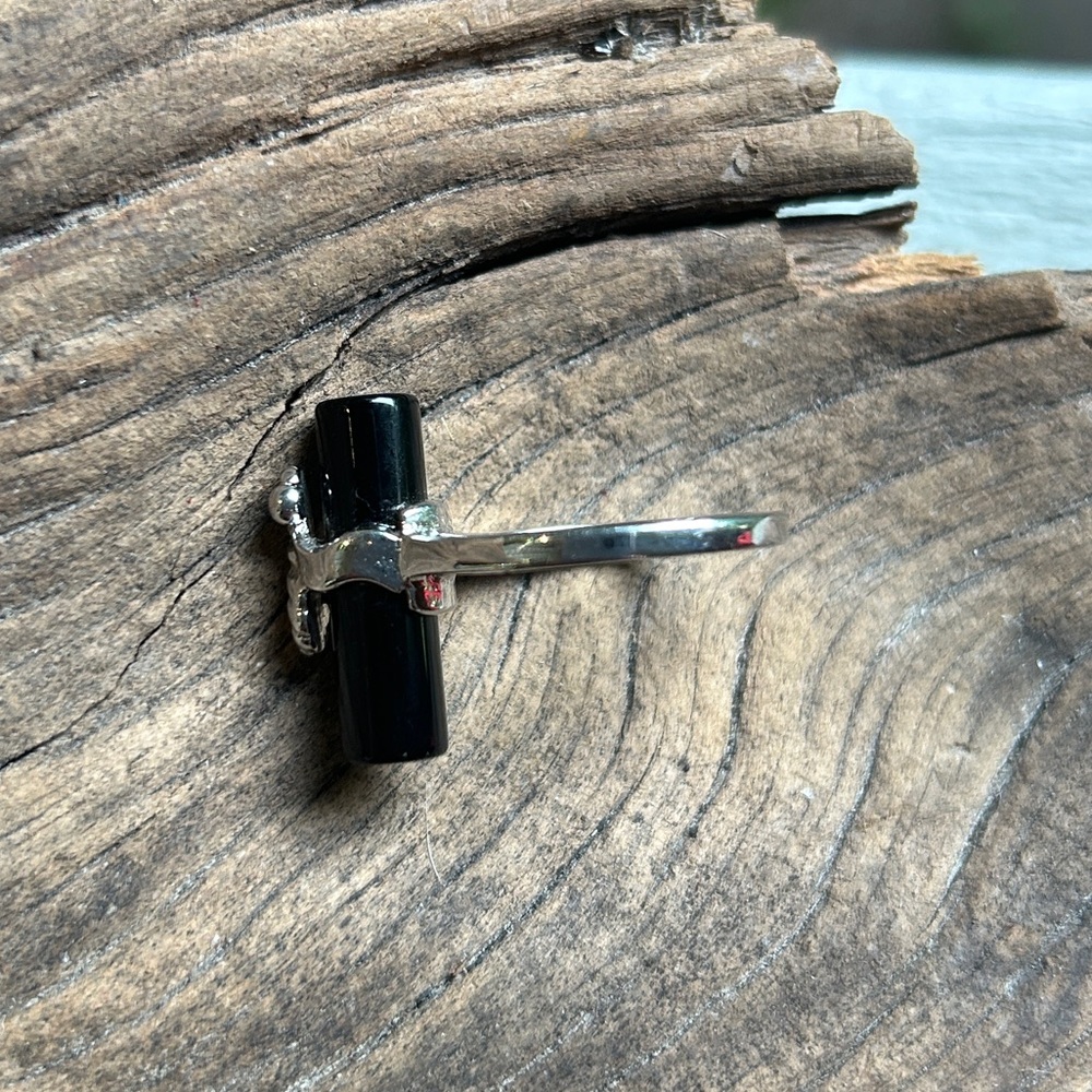 🍓VINTAGE SILVER BLACK ONYX RING - Picture 3 of 3